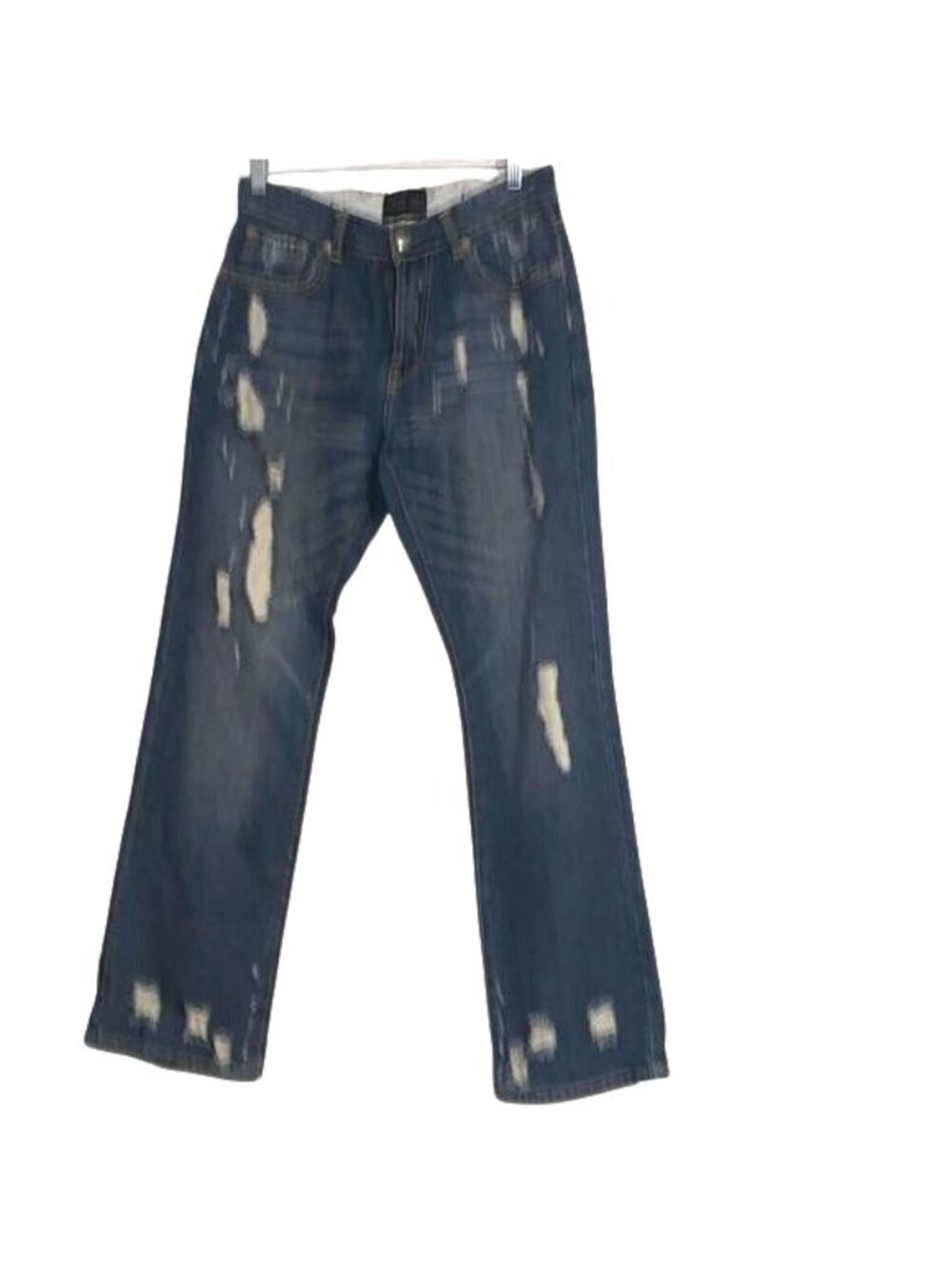 Masini Jeans Mens Distressed Denim Jeans With Embroidered Cross Pockets Size 30/